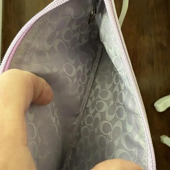 VTG Coach Wristlet Wallet Bag Envelope Clutch Lavender/Lilac Leather W/Dustbag - Picture 6 of 9
